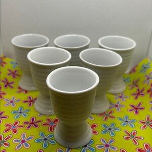 Set of 6 White Ceramic Egg Cups